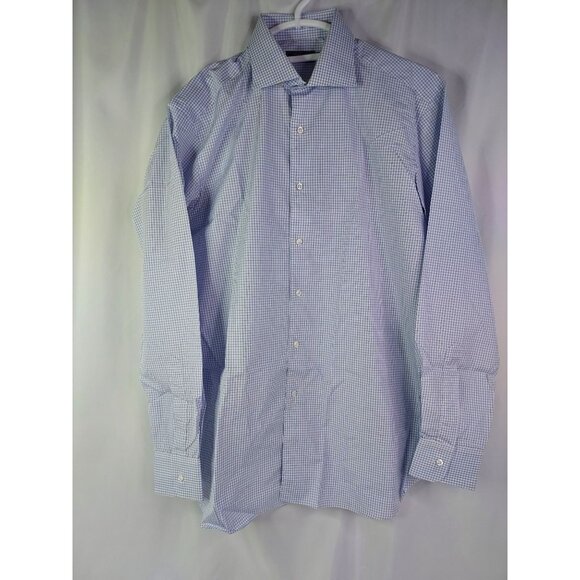 Freemans Sporting Club FSC Blue Checked Dress English Spread Shirt Men's 15-34 - Picture 1 of 6